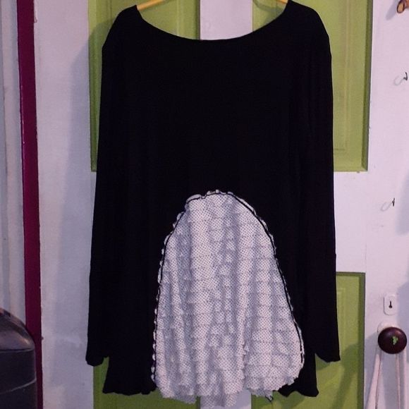Giselle Shepatin Black Shirt‎ Polka Dot Ruffles XL - Picture 2 of 6